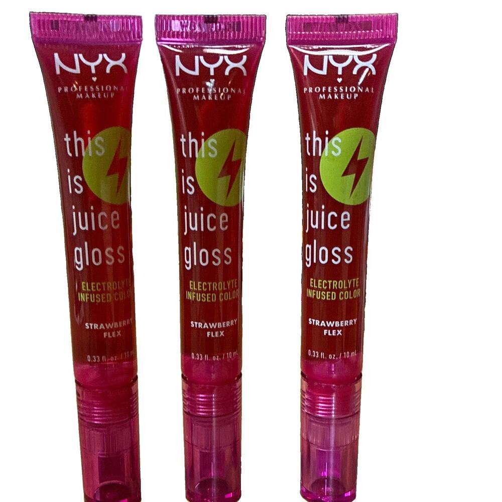 3 Pack- NYX This Is Juice Gloss Lip Gloss Strawberry Flex TIJG03